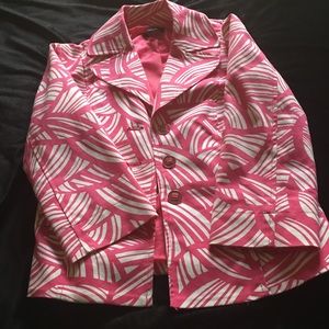 Spring blazer, rose and white tropicals, pre-owned